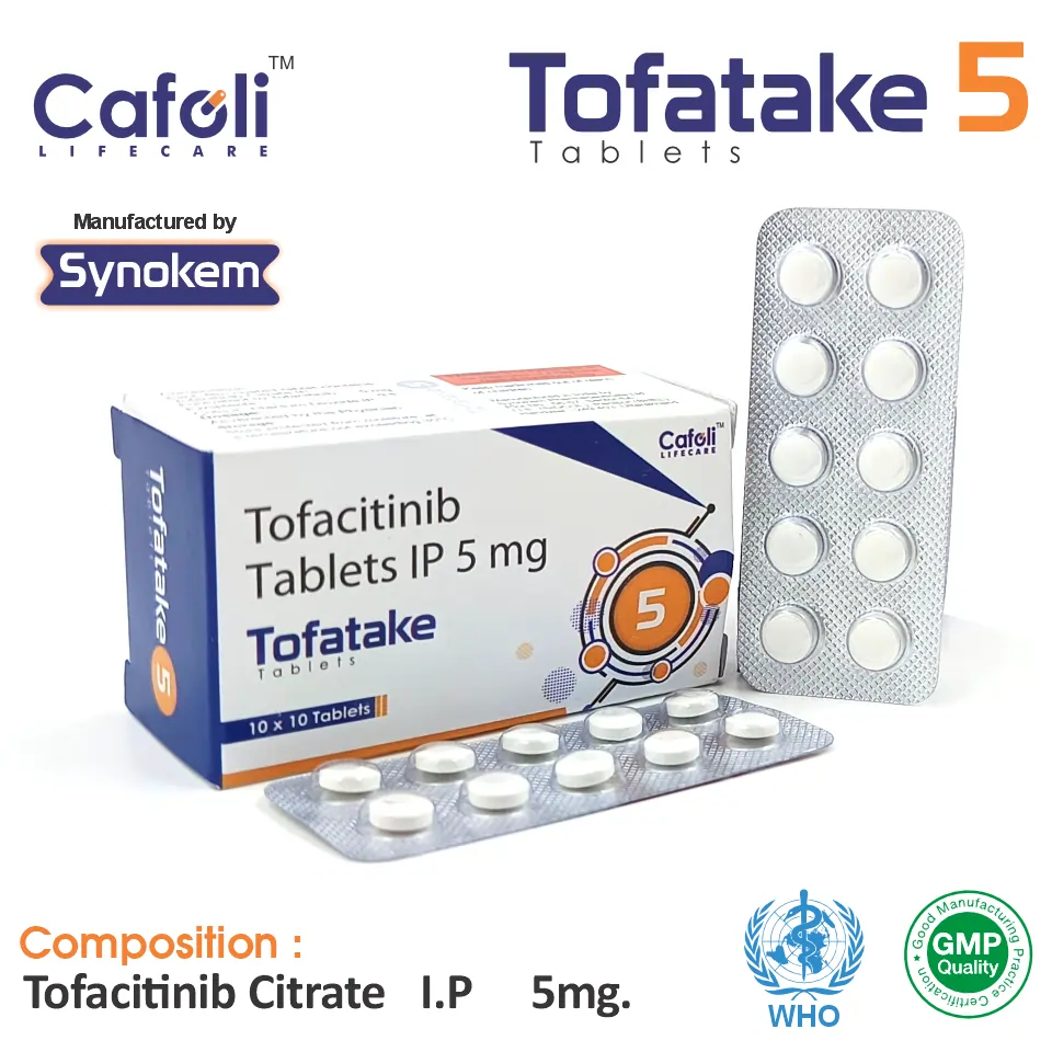 Tofacitinib (5mg) Tablet at the best price in PCD Pharma Franchise for Janus Kinase Inhibitor and Rheumatoid Arthritis Treatment.